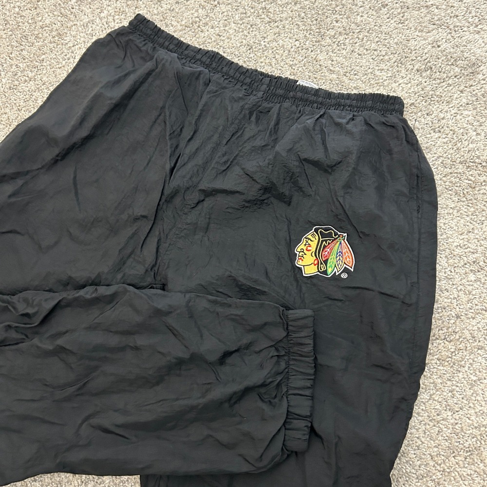 Competitor Chicago Blackhawks Pants‎ XL Black Vintage NHL Windbreaker Track Mens